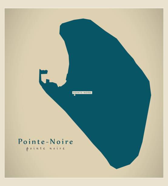 nowoczesna mapa - pointe-noire cg ilustracja sylwetka - pointe noire stock illustrations
