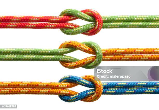 Knots With Colored Ropes Stock Photo - Download Image Now - Agreement, Attached, Business