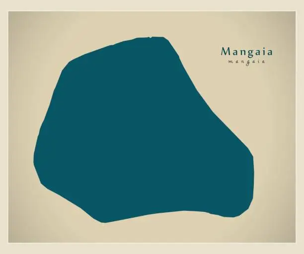 Vector illustration of Modern Map - Mangaia CK illustration silhouette