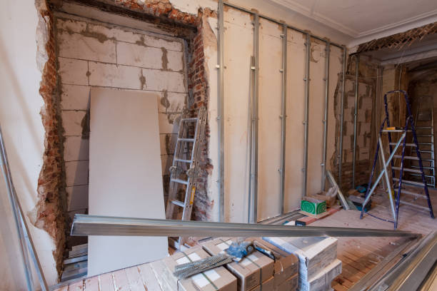 istock Interior of apartment with materials during on the renovation and construction ( remodel wall from gypsum plasterboard) 649626044
