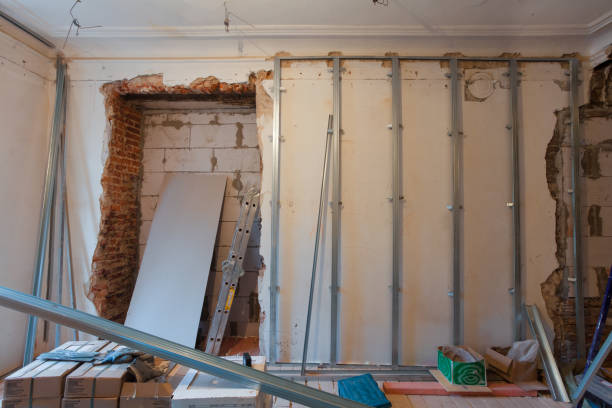 istock Interior of apartment with materials during on the renovation and construction ( remodel wall from gypsum plasterboard) 649626050
