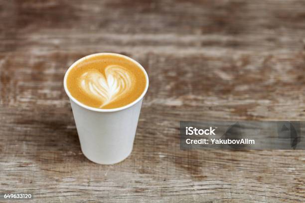 Cappuccino In A Paper Cup To Go Stock Photo - Download Image Now - Coffee - Drink, Take Out Food, Disposable Cup
