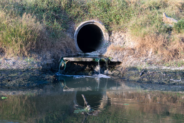 istock Factory and waste water discharge Environmental pollution 649633912