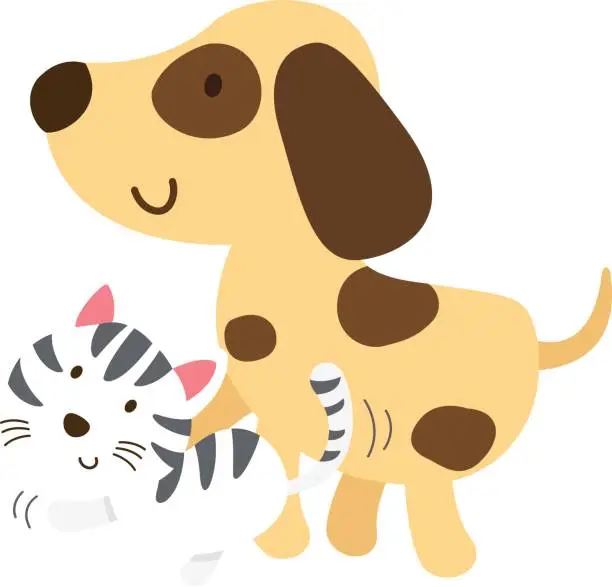 Vector illustration of cat and dog