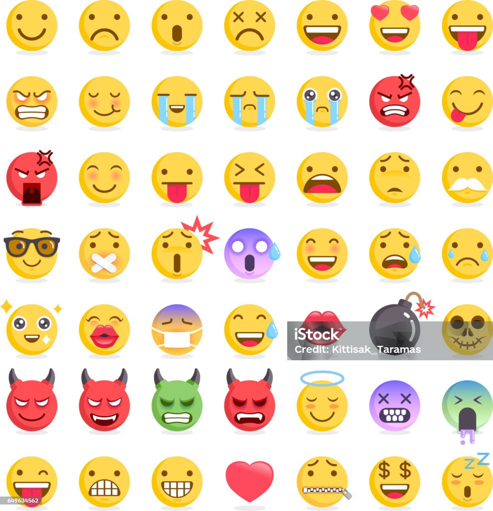 Conjunto de iconos de Emoji Emoticones símbolos. - arte vectorial de Emoticono libre de derechos