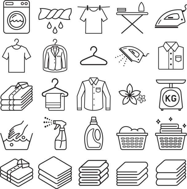 иконки прачечной. - laundry symbol stock illustrations