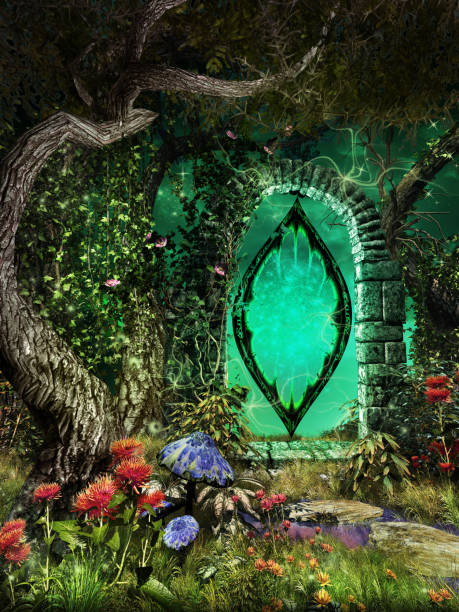 istock Green portal in the woods 649646462