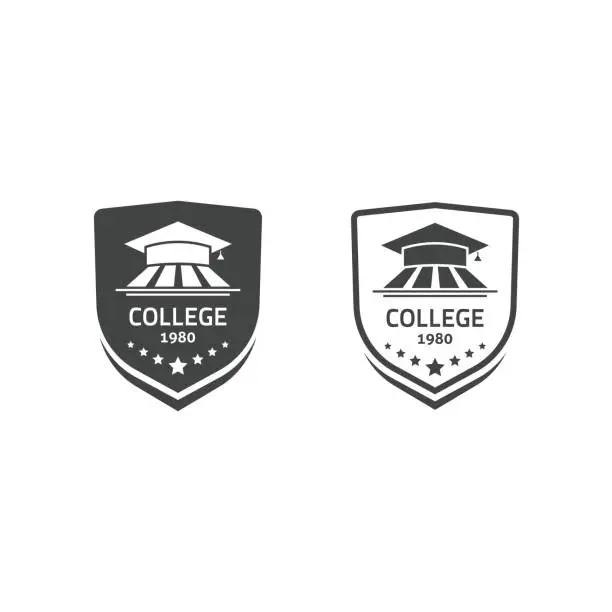 Vector illustration of University crests and college school emblems set vector logos