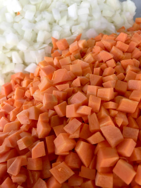 istock Texture of grated carrot and onion background. 649659064