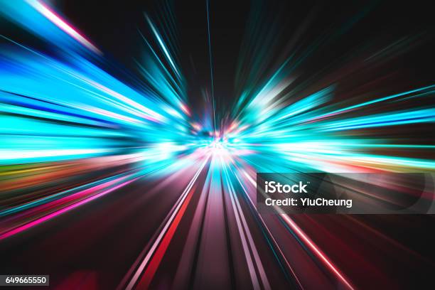 Light Speed Explosion Illustration Stock Photo - Download Image Now - Speed, Long Exposure, Street Light