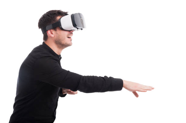 istock Male playing video game and gesturing with hands 649671718
