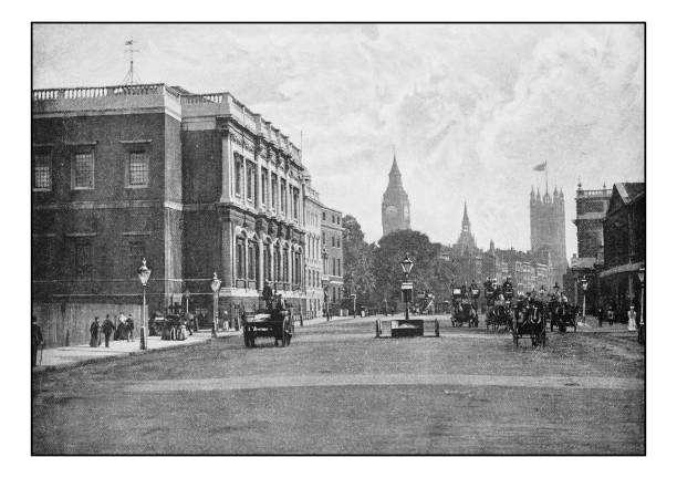 Antique London's photographs: Royal United Service Institution, Whitehall Antique London's photographs: Royal United Service Institution, Whitehall whitehall street stock illustrations