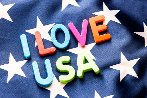 American flag with I Love USA word