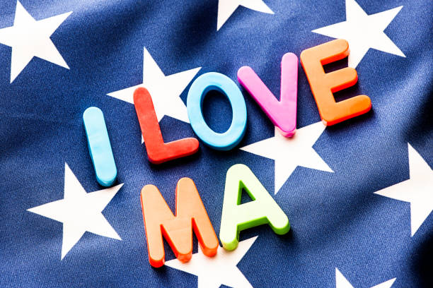 istock American flag with I Love RI word 649676600