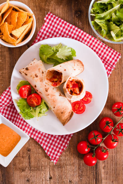 istock Tortilla wraps with chicken and vegetable. 649681302