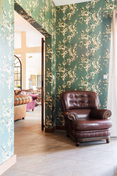 istock Elegant room with leather armchair 649683482