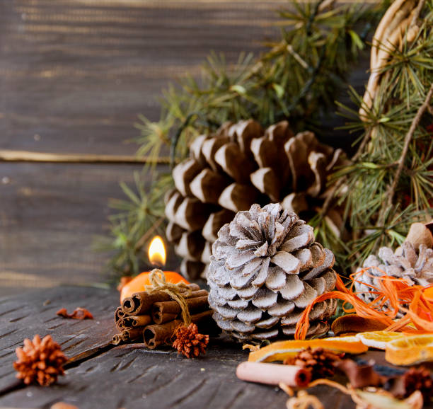istock Christmas decoration with fir branches 649684540