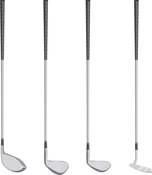 Print golf clubs vector illustration isolated on a white background putting stock illustrations