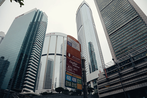 Hong Kong; Hong Kong - 02 21 2017: Hong Kong modern architecture skyscrapers in business district city center.