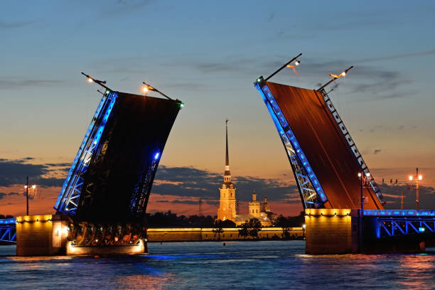 istock Peter and Paul fortress in the target separated Palace bridge on 649698602