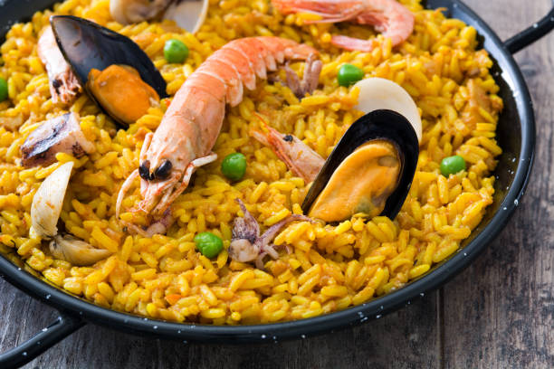 istock Traditional spanish seafood paella 649705504