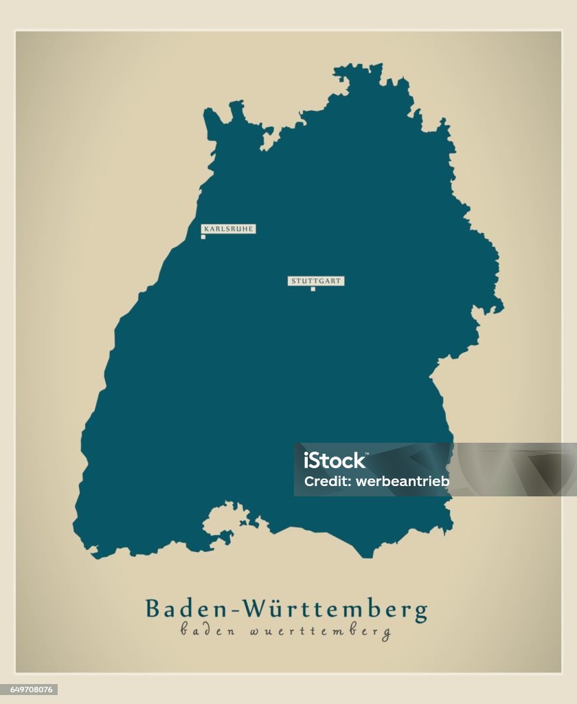 Moderne Karte - Baden-Württemberg DE neues Design aktualisiert Abbildung - Lizenzfrei Baden-Württemberg Vektorgrafik