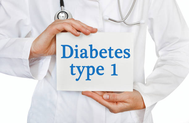 Diabetes Type 1 card in hands of Medical Doctor Diabetes Type 1 card in hands of Medical Doctor blood typing stock pictures, royalty-free photos & images