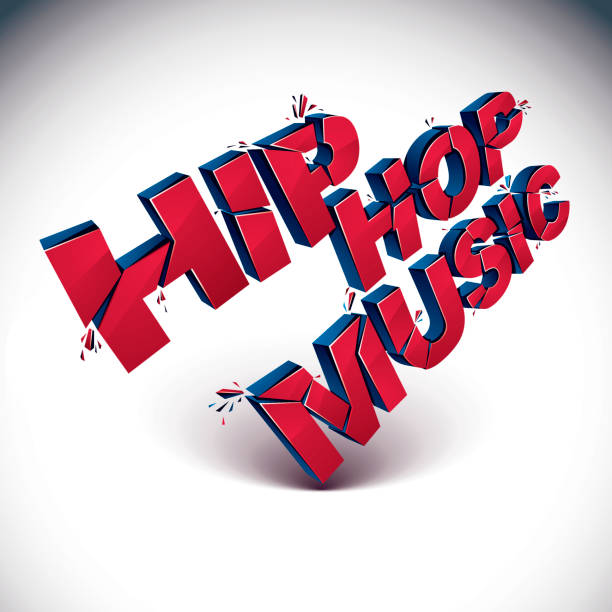 istock 3d hip hop music word broken into pieces, demolished vector design element. Shattered art stylish inscription. 649718676