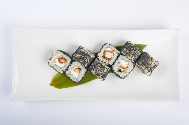 istock sushi roll with shrimp, Philadelphia cheese sesame seeds 649722128