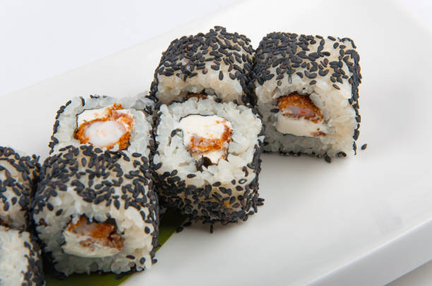 istock sushi roll with shrimp, Philadelphia cheese sesame seeds 649722258