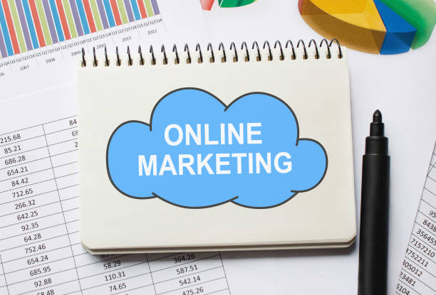 istock Notebook with Toolls and Notes about Online Marketing 649722480