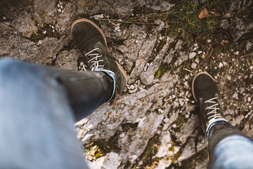 Close up of hiking boots