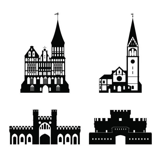 Vector illustration of Vector silhouette of Kaliningrad landmarks