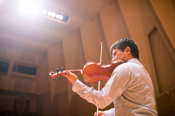 istock Violinist rehearsing before the concert 649730306