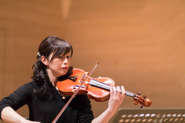 istock Violinist rehearsing before the concert 649730486