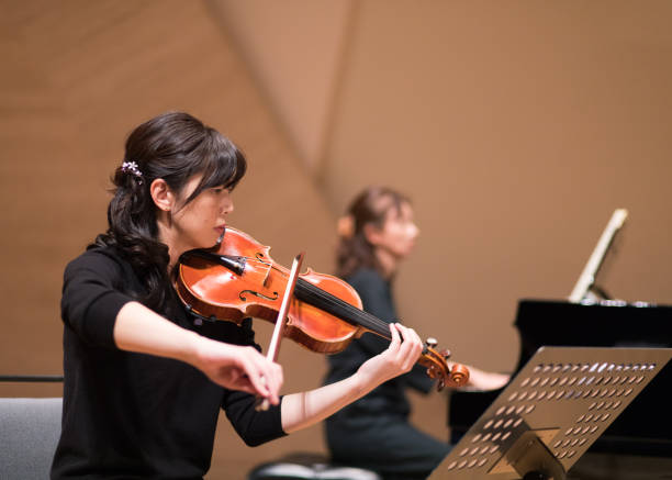 istock Violinist rehearsing before the concert 649730790