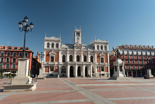 Valladolid, Spain - July 26, 2016: Valladolid (Castilla y Leon, Spain): historic buildings  in Plaza Mayor, the main square of the city