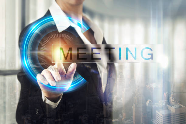 istock Business women touching the meeting screen 649741630