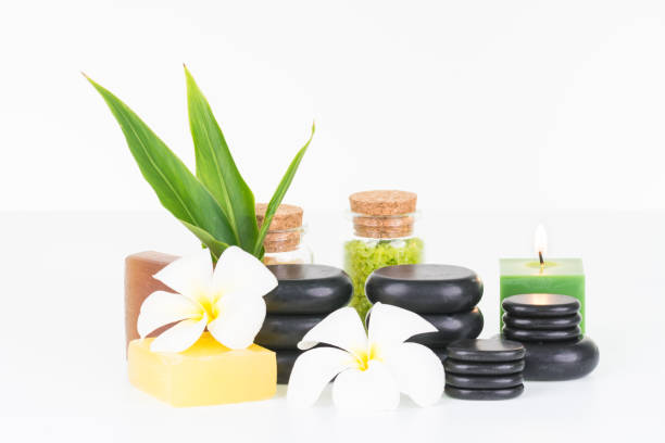 istock Spa with hot stones, soaps and bath salt 649742292