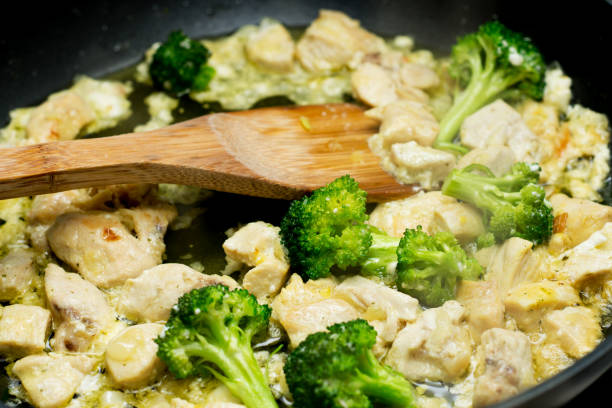 istock Delicious healthy eating, broccoli and white meat in a pan. 649749552