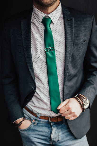 istock Businessman with unbuttoned jacket and fashionable tie clip 649749858
