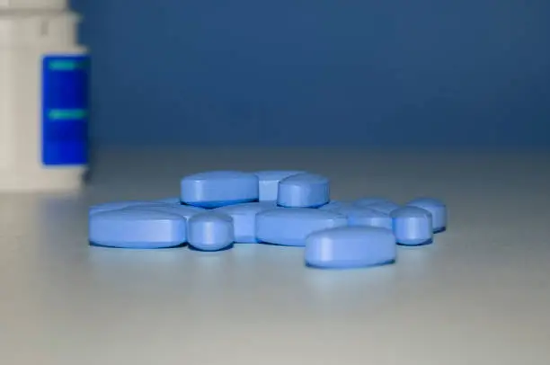 blue pills at laboratory