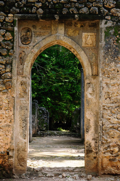 istock stone remaining entry after Swahili town located in Gedi 649750634