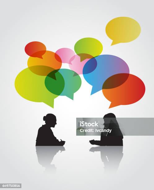 Two Women In The Discussion Stock Illustration - Download Image Now - Discussion, Talking, Advice