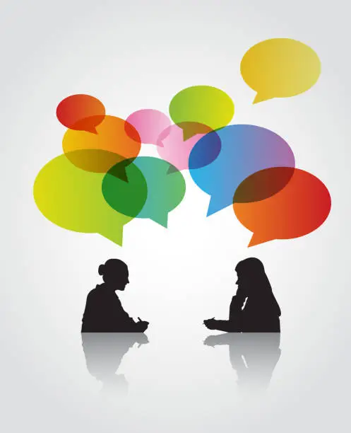 Vector illustration of Two women in the discussion