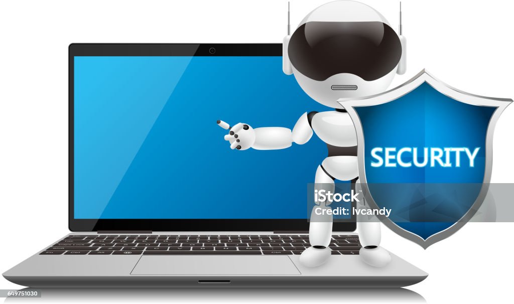 Secure Computer Cartoon Image Computer Security Stock Illustration - Download Image Now - Black Color ...
