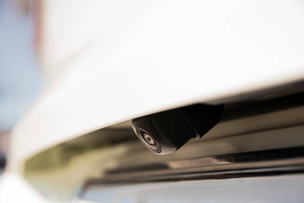 istock Small camera attached to car/Car rear camera 649753980