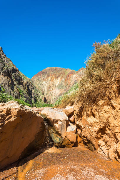 istock . A small waterfall in the Aeolian mountains, Kyrgyzstan. 649769268