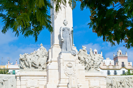 Monument to the Constitution of Cadiz in 1812. Commemoration of the first Spanish constitution, promulgated in Cadiz. It is located on the area of Spain.