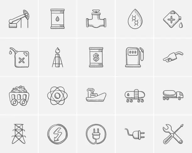 Vector illustration of Ecology sketch icon set